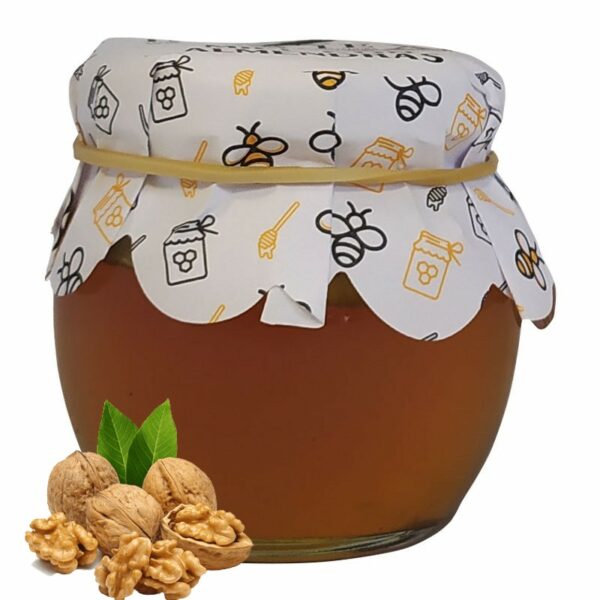 miniatura tarro de miel con nueces