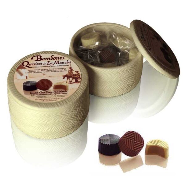 bombones chocolate y queso en caja cerámica